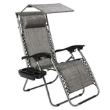 ZNTS Infinity Zero Gravity Chair with Awning Outdoor Lounge Patio Chairs with Pillow and Utility Tray 10697980