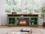 74 inch Fireplace TV Stand Console for TVs up to 85 inches, Minimal Assembly, Sage Green and B108P160246