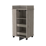 Lusk Bar Cart with 2-Bottle Holder Shelf, Glass Door and Casters B128P176153