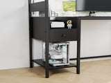 Computer Desk with Power Outlet & Storage Shelves, Study Writing Table with USB Ports Charging 20137043