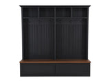 Farmhouse 4-in-1 Hall Tree with Wood Grain Bench, Mudroom Versatile Coat Rack with 2 Large Drawer, 59466050