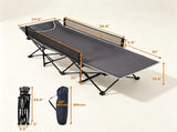 Gray No-Assembly Portable Toddler Camping Bed, Elevated Foldable Kids Sleepover Cot with Anti-Roll 97491237