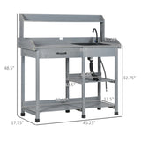 Gray Potting Bench Table, Outdoor Garden Table with Removable Sink and Faucet 06385002