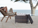 Outdoor PE Wicker Side Table with Storage, Patio Rattan End Table Square Container for Furniture 16033987