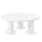 ON-TREND 39.4'' Easy Assembly Round Petal-Shaped Coffee Table, Cream Style Center Table with 3 N721P190396K