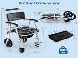 4-in-1 Commode Wheelchair Bedside/Shower/Raised Toilet Seat, 10" Wheels, Foldable, 02069961