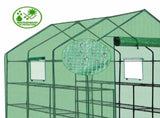 Large Walk-in Greenhouse with PE Cover & Side Windows, 12-Shelf Indoor Outdoor Portable Greenhouse 22390785