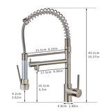 Kitchen Faucet with Pull Down Sprayer Brushed Nickel Stainless Steel Single Handle Kitchen Sink W1932P156130