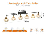 48" Modern 6-Light Vanity Wall Sconce - Black and Gold Bathroom Light Fixture with Clear Glass W1340P266140