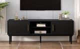 Mirod Stylish TV Stand with Vertical Striped Doors, Space-Saving Sliding Door Design, Sturdy Solid N760P251947B