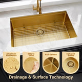 32 Gold Undermount Workstation Kitchen-32 x 19 Inch 16 Gauge Stainless Steel Undermount Kitchen W1386P304431