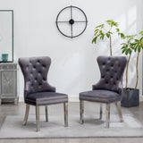 ZNTS Montura Contemporary Tufted Velvet Chair with Nailhead Trim, Set of 2, Gray T2574P164575