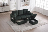 UNITED WE WIN L-Shaped Sectional Sofa with Pull-Out Storage,Ottoman & Pillows 3-Seat with USB W1568P332404