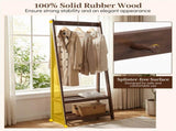 100% Solid Rubber Wood Freestanding Coat Rack, A-Frame Stable Garment Hanger with 3 Hooks & 2 56123368