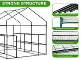 Mini Walk-in Greenhouse with PE Cover, 8-Shelf Indoor Outdoor Plant Gardening Green House for Garden 88814517