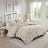 King/Cal King 3 piece Tufted Cotton Chenille Damask Duvet Cover Set B03597348