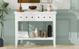 TREXM Rustic Console Table with Open Shelf, Rubber Wood Legs, Ideal for Entryways, Living Rooms, and N715P205077K