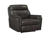 Dark Brown Power Recliner Chair Luxurious Top Grain Leather Charging Ports Living Room Furniture 1pc B011P501153