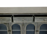 59.06" Farmhouse Sideboard Buffet Cabinet, Distressed Wood Credenza with 3 Drawers & 4 Glass Doors, W2295P475268