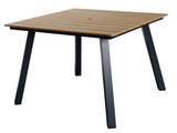 Square Patio Dining Table with Umbrella Hole, Heavy-Duty Iron Frame Wood-Plastic Composite Tabletop, W3990P466962