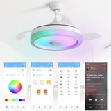 42 Inch Modern Invisible Ceiling Fan, 120V 3 ABS Blades Remote Control Reversible DC Motor With 36W W882P146897