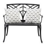 ZNTS 38in Outdoor Orchid Back Aluminum Bench Black 43199570