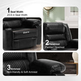 ZNTS Breathable Leather Massage Recliner Chair Manual Living Room Reclining Sofa W1403P156678