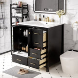 30'' Bathroom Vanity with Ceramic Sink Combo, Solid Wood Frame Bathroom Storage Cabinet, N710P194420B
