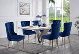 ZNTS Contemporary Blue Color Flannelette 2pcs Side Chairs Button-Tufted Upholstered Dining Chairs B011P208975