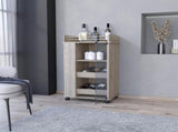 Willow Park Glass Door Bar Cart with Bottle Holder and Casters Light Gray B062111725