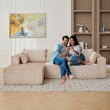 Compression Sectional Couch with Comfy Chaise, Boneless L Shape Sofa with Deep Seat, Minimalist 21327516