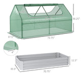 6' x 3' Galvanized Raised Garden Bed with Mini PE Greenhouse Cover, Outdoor Metal Planter Box with 2 W2225142609