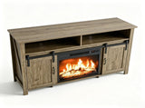Washed Gray Finish Fireplace TV Stand, 58.07"15.35"29.92", Embossed Particle Board with Melamine 70891810