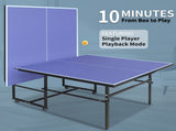 9*4.1ft Blue Mid-Size Table Tennis Table Foldable & Portable Ping Pong Table Set for Indoor Games W1408P478681