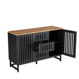 3 Drawer and 4 Shelves Dresser with Slatted Grille Striped Drawer and doors, Modern Style Dresser, W578P193314