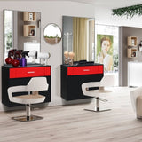 15% E0 chipboard linen top 1 drawer 1 door with mirror Salon cabinet black and redSame code 96936352