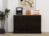 Two Drawers and Two-Compartment Tilt-Out Trash Cabinet Kitchen Trash Cabinet-Black 83273364