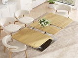 47.25 "-63" Dining Table, Original Wood Color, Seating 4-6 People, Retractable Table, Cross Metal W757P270705