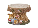 16.93" Sculptures Garden Statues, Rabbit Tree Stump Stool Garden Statue, Magnesium Oxide Stone W6572P574576
