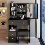 29.2" Small Size Left Drawer Desktop Vanity Table Cushioned Stool, Extra Large Right sliding W3258P291632
