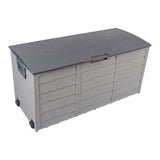 ZNTS 75gal 260L Outdoor Garden Plastic Storage Deck Box Chest Tools Cushions Toys Lockable Seat 10663967