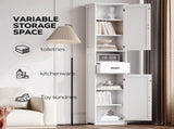 69" H Tall Bathroom Storage Cabinet with 2 Barn Doors and 1 Drawer, Narrow Storage Unit, Adjustable 59463192