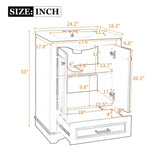 24'' Bathroom Vanity with Ceramic Sink Combo, Modern Freestanding Storage Cabinet with Silver N710P194893B
