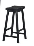 ZNTS Black Finish 29-inch Bar Height Stools Set of 2pc Saddle Seat Solid Wood Casual Dining Home B01151976