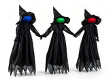 3 Pack Halloween Yard Stakes Set, Color Changing Lighted Heads with Timer, Black Robe 86989038