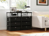 3-Drawer Fabric Storage Cabinet - Removable Foldable Drawers, Industrial Wood Top, Metal Frame with 51249504