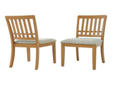 2-Piece Modern Scandinavian Chairs, Curved Wood Backrest with Gray Fabric Seat, Finish for 69408595