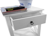 Side Intersection Style Bedside Table Coffee Table with Two-layer Drawer White 67677347