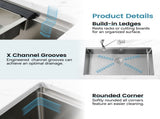 Stainless Steel Kitchen Sink, 36x19 Single Bowl, Undermount Handmade Sink in Brushed, with Cutting 44360826