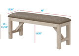 Cottage Style 1pc Upholstered Seat Chalk Gray Finish Bench Dining Room Bedroom Wooden Furniture B011135937